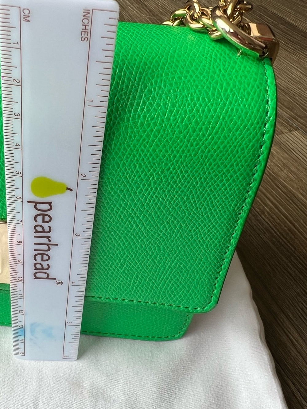 Furla Emerald Green Leather Crossbody with Gold Chain - Picture 10 of 12